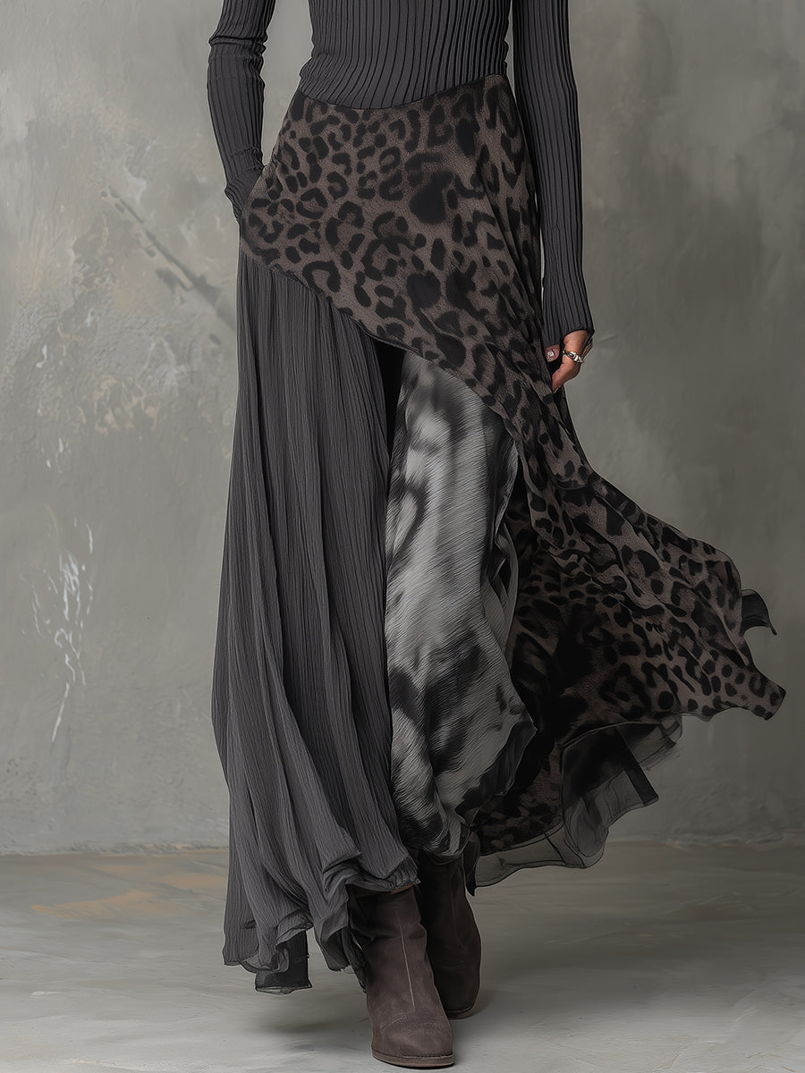 Martina | Lungo abito in stile bohémien con stampa leopardata • S1