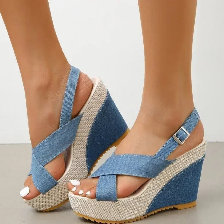 Maya sandali in denim con plateau