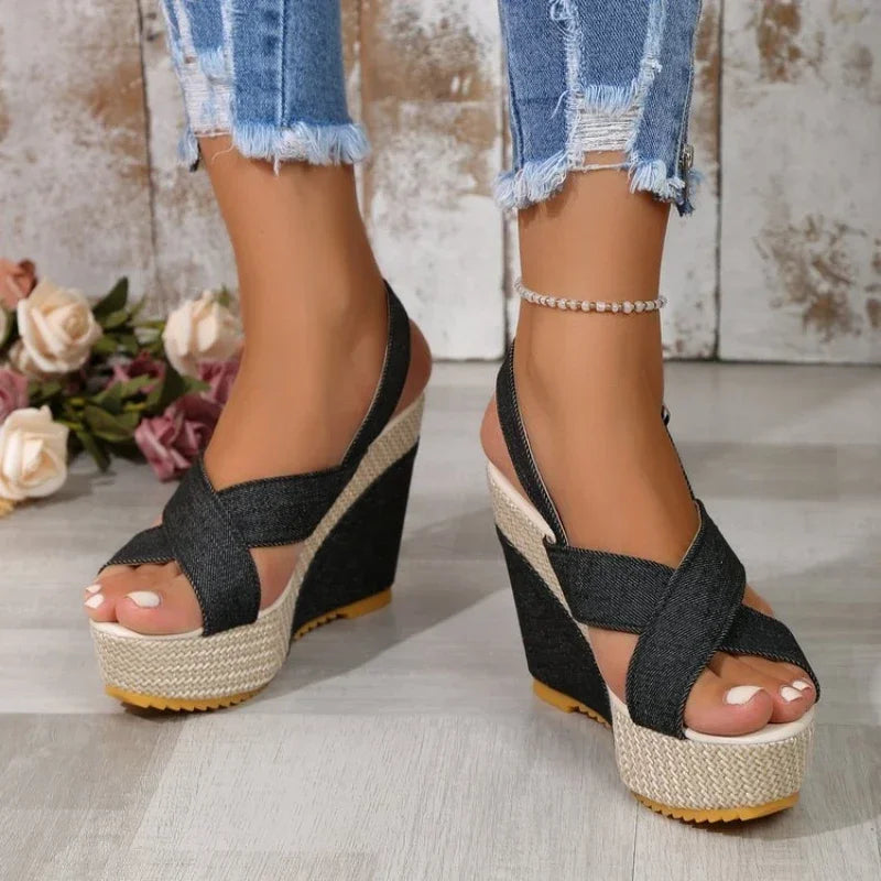 Maya sandali in denim con plateau