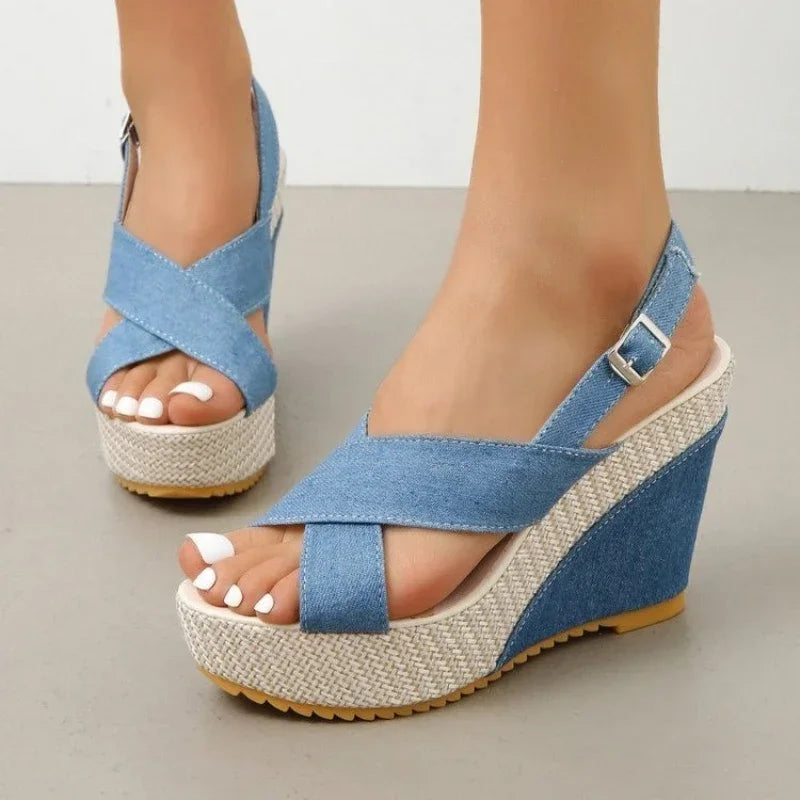 Maya sandali in denim con plateau