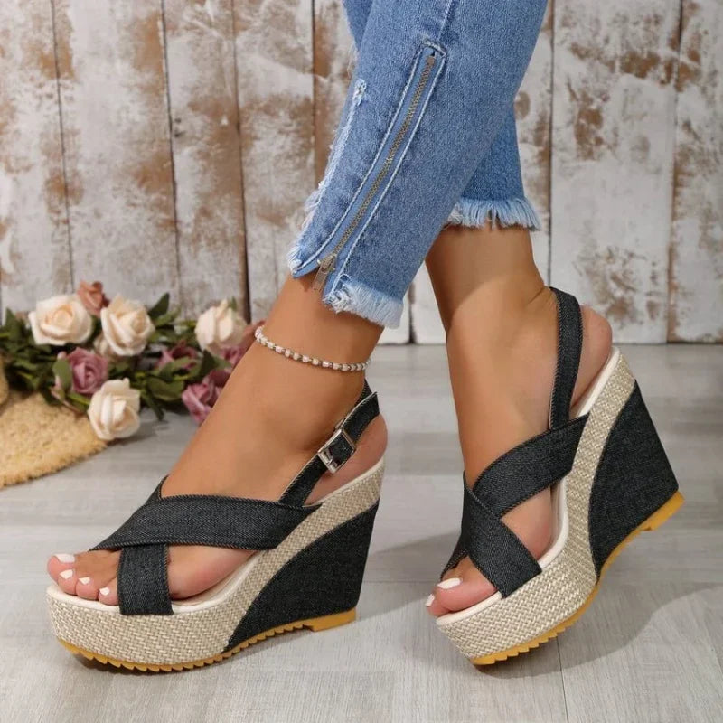 Maya sandali in denim con plateau