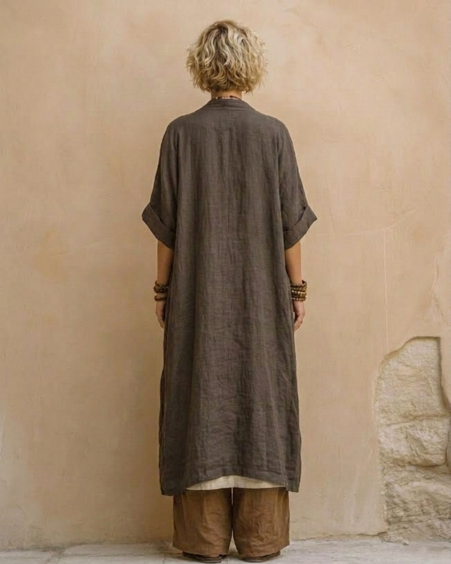 Giulia - Set bohémien tre pezzi grigio scuro e marrone con motivo tribale
