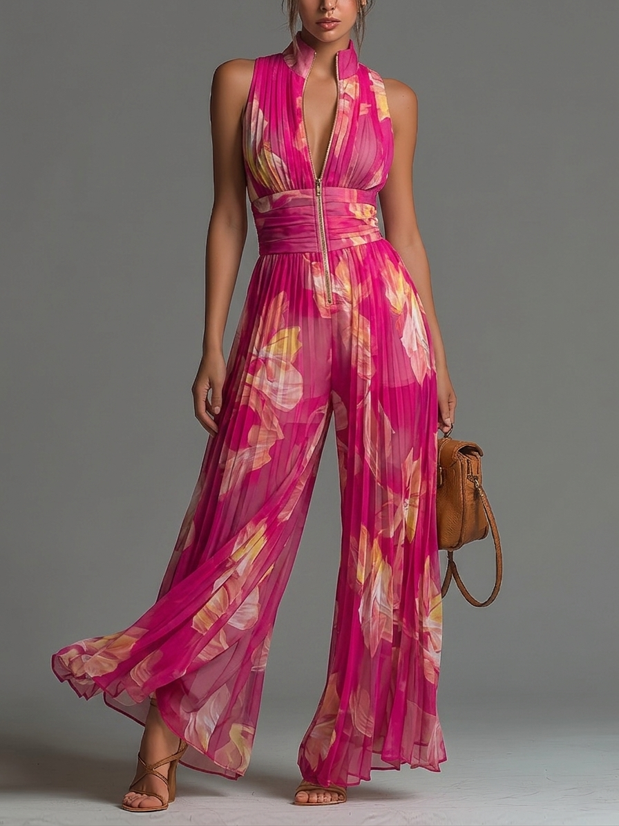 Zsófia Tuta | Chiffon plissettato fucsia a fiori • S1