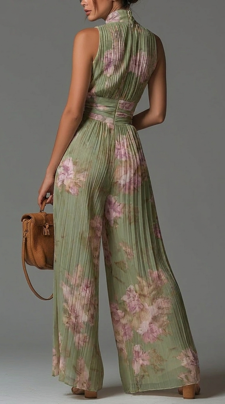 Tuta plissettata in chiffon a fiori • S1